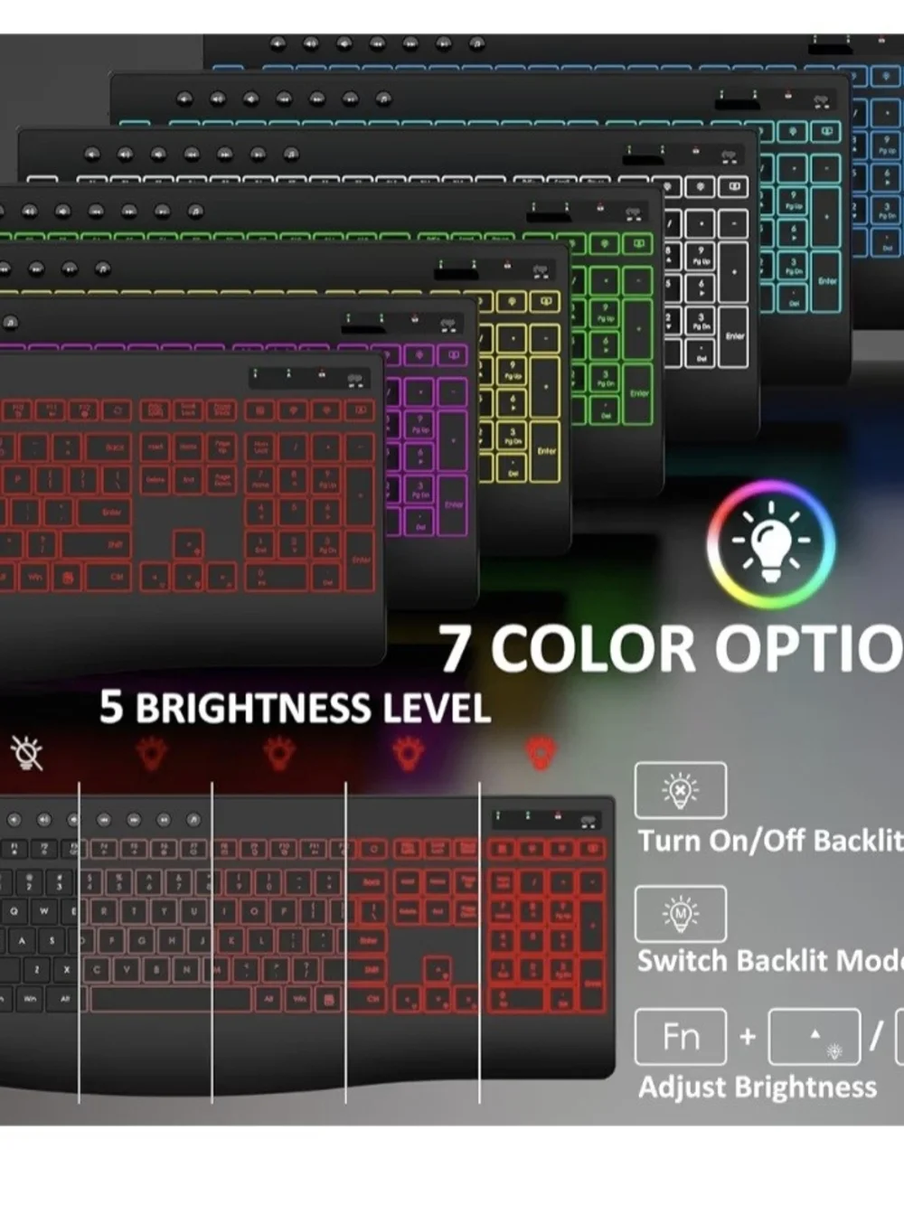 RGB Backlit Wireless Keyboard and Mouse Combo - Black